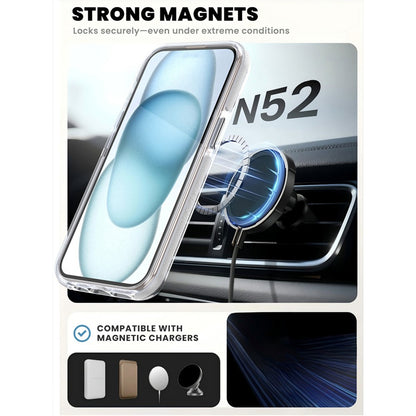 For iPhone 13  /  14 Magnetic Case Rotating Ring Kickstand Dual Color Acrylic + TPU Clear Phone Cover