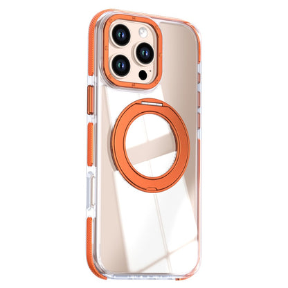 For iPhone 16 Pro Max Magnetic Case Rotating Ring Kickstand Dual Color Acrylic + TPU Clear Phone Cover