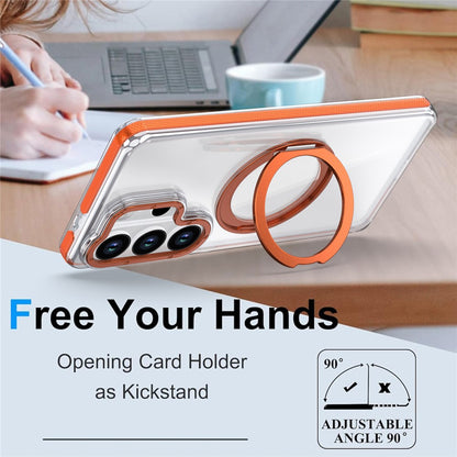 For Samsung Galaxy S25 Ultra Magnetic Case Rotating Ring Kickstand Dual Color Acrylic + TPU Clear Phone Cover