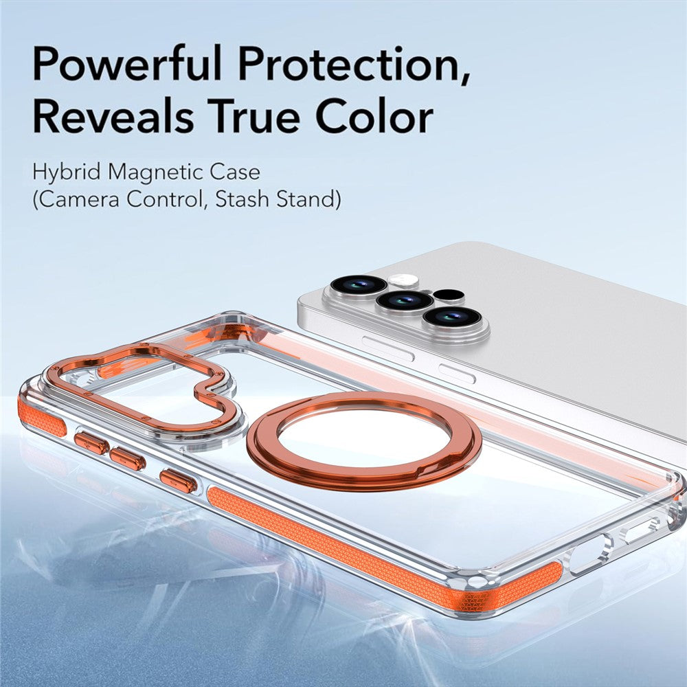 For Samsung Galaxy S25 Ultra Magnetic Case Rotating Ring Kickstand Dual Color Acrylic + TPU Clear Phone Cover