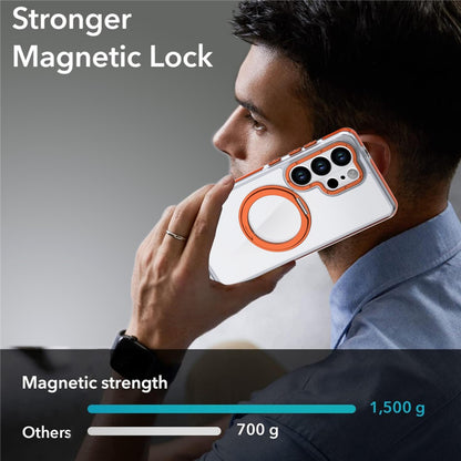 For Samsung Galaxy S25 Ultra Magnetic Case Rotating Ring Kickstand Dual Color Acrylic + TPU Clear Phone Cover