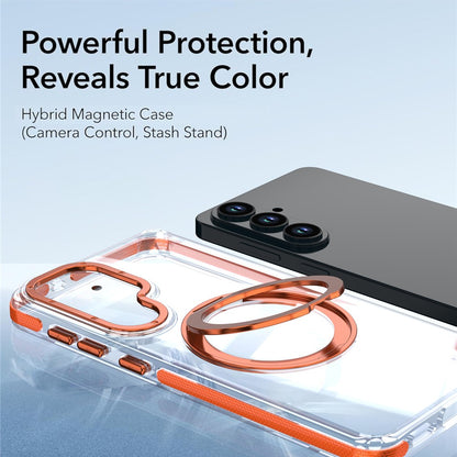 For Samsung Galaxy S26+ Magnetic Case Rotating Ring Kickstand Dual Color Acrylic + TPU Clear Phone Cover