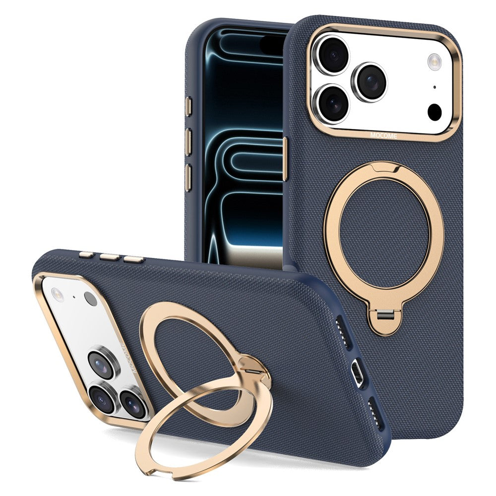 For iPhone 17 Pro Max Magnetic Case Rotating Kickstand PU Leather + PC + TPU Shockproof Back Cover