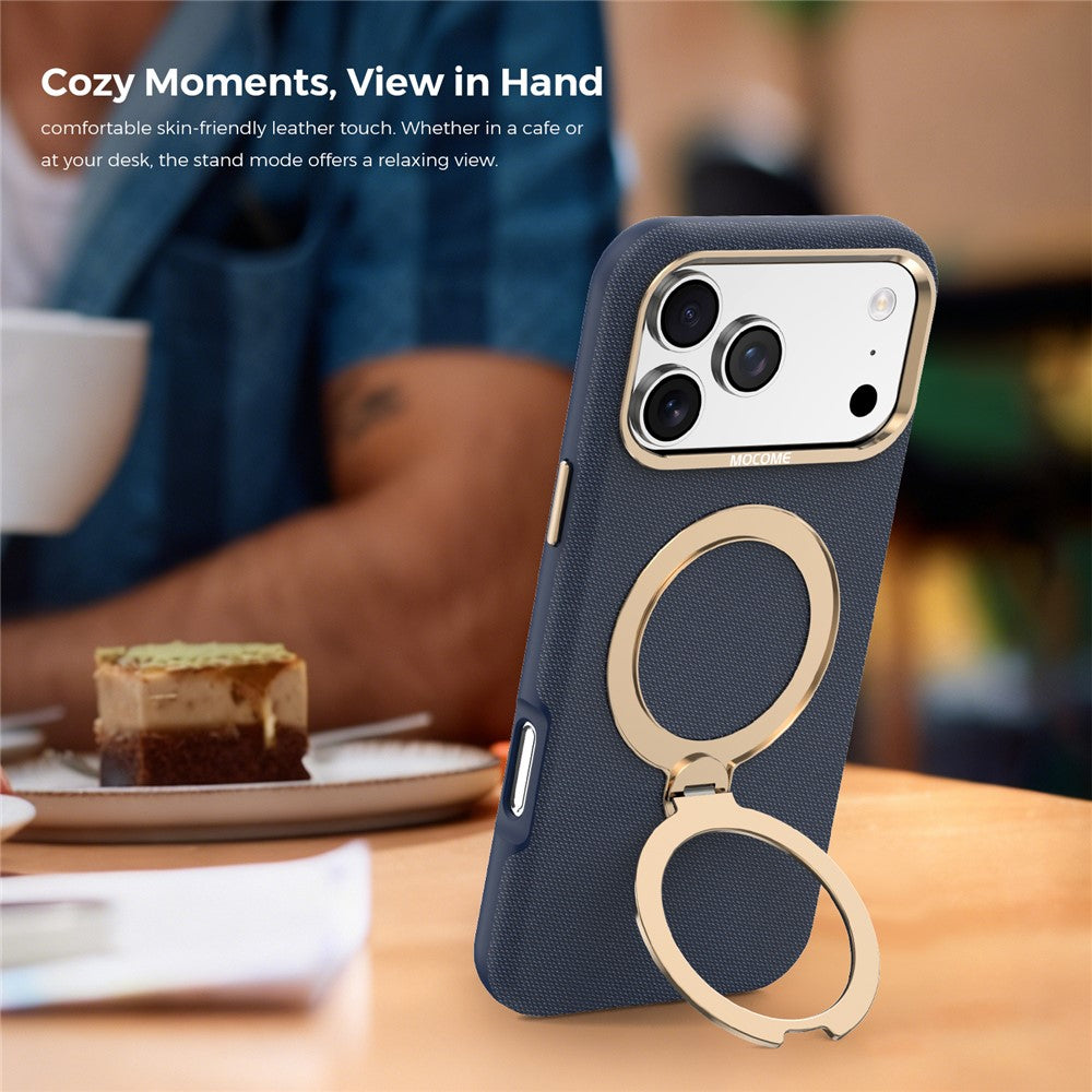 For iPhone 17 Pro Max Magnetic Case Rotating Kickstand PU Leather + PC + TPU Shockproof Back Cover