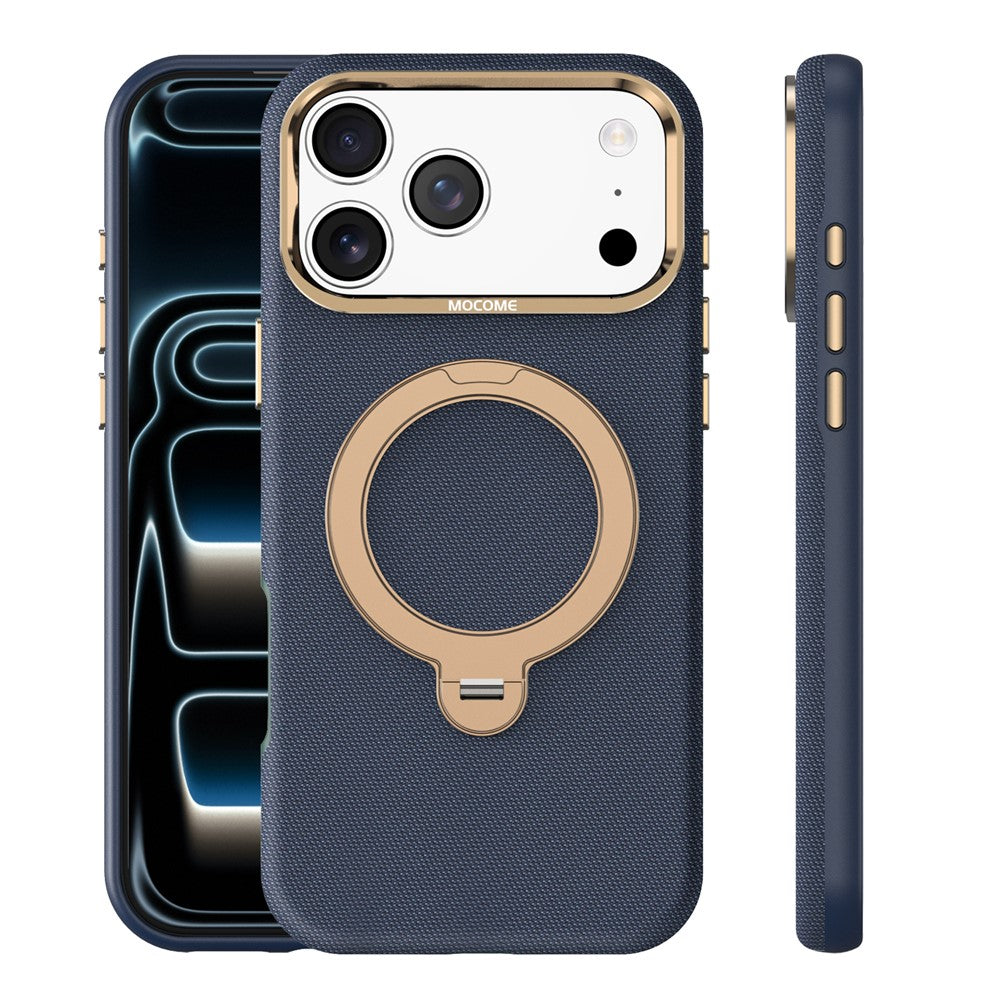 For iPhone 17 Pro Max Magnetic Case Rotating Kickstand PU Leather + PC + TPU Shockproof Back Cover