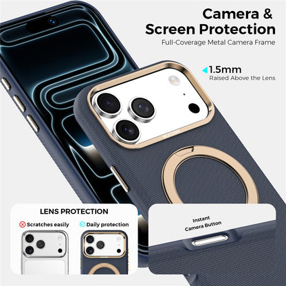 For iPhone 17 Pro Max Magnetic Case Rotating Kickstand PU Leather + PC + TPU Shockproof Back Cover