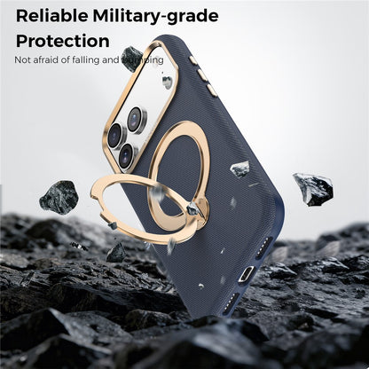 For iPhone 17 Pro Max Magnetic Case Rotating Kickstand PU Leather + PC + TPU Shockproof Back Cover