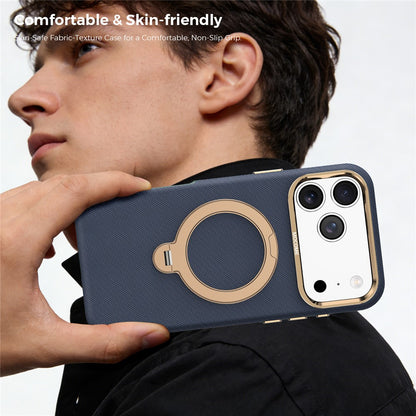 For iPhone 17 Pro Max Magnetic Case Rotating Kickstand PU Leather + PC + TPU Shockproof Back Cover