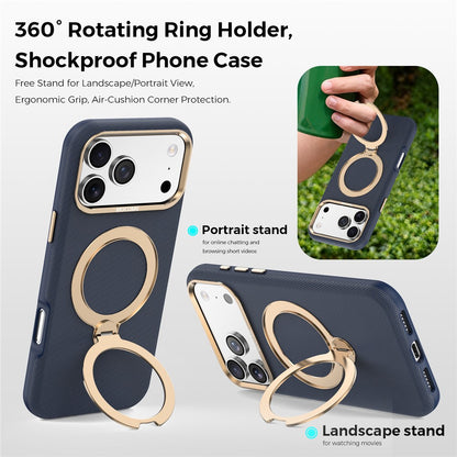 For iPhone 17 Pro Max Magnetic Case Rotating Kickstand PU Leather + PC + TPU Shockproof Back Cover