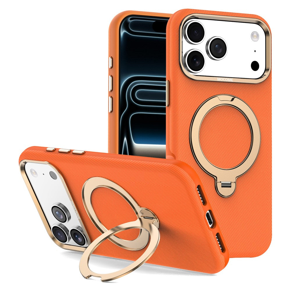 For iPhone 17 Pro Max Magnetic Case Rotating Kickstand PU Leather + PC + TPU Shockproof Back Cover