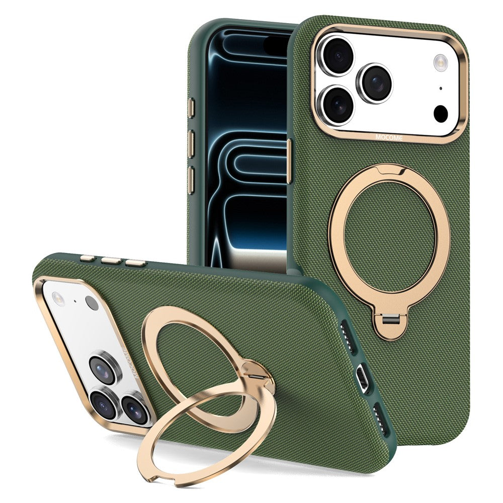 For iPhone 17 Pro Max Magnetic Case Rotating Kickstand PU Leather + PC + TPU Shockproof Back Cover