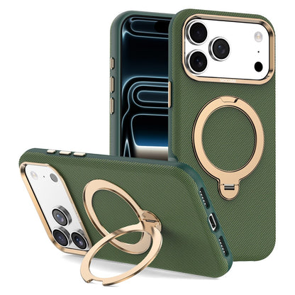For iPhone 17 Pro Max Magnetic Case Rotating Kickstand PU Leather + PC + TPU Shockproof Back Cover