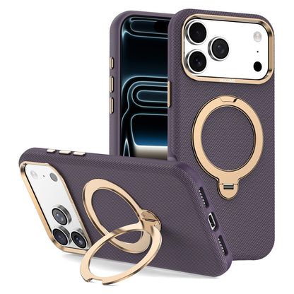 For iPhone 17 Pro Max Magnetic Case Rotating Kickstand PU Leather + PC + TPU Shockproof Back Cover