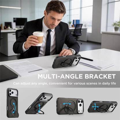 SUTENI G7 for iPhone 17 Pro Max Magnetic Case Rotating Kickstand Triangle Texture Leather + TPU Phone Cover