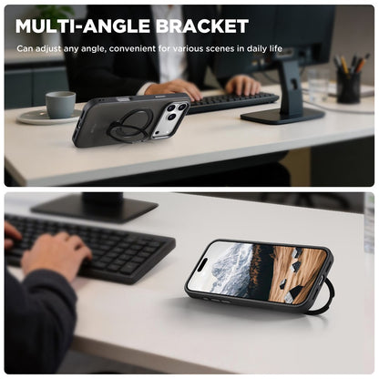 SUTENI G7 for iPhone 17 Pro Max Magnetic Case Rotating Kickstand Triangle Texture Leather + TPU Phone Cover