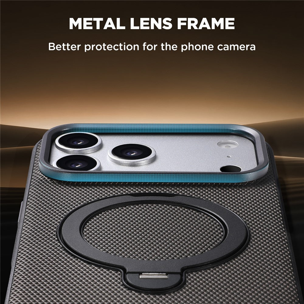SUTENI G7 for iPhone 17 Pro Max Magnetic Case Rotating Kickstand Triangle Texture Leather + TPU Phone Cover