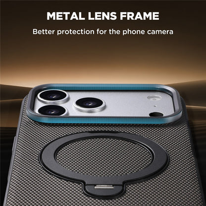 SUTENI G7 for iPhone 17 Pro Max Magnetic Case Rotating Kickstand Triangle Texture Leather + TPU Phone Cover
