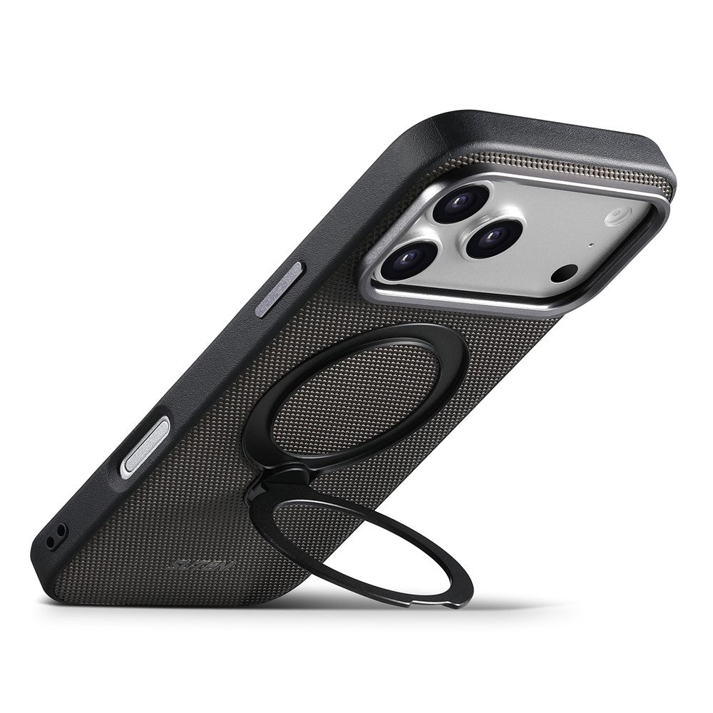 SUTENI G7 for iPhone 17 Pro Max Magnetic Case Rotating Kickstand Triangle Texture Leather + TPU Phone Cover