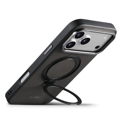 SUTENI G7 for iPhone 17 Pro Max Magnetic Case Rotating Kickstand Triangle Texture Leather + TPU Phone Cover