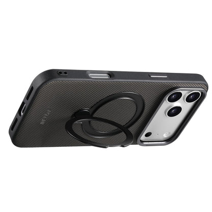 SUTENI G7 for iPhone 17 Pro Max Magnetic Case Rotating Kickstand Triangle Texture Leather + TPU Phone Cover