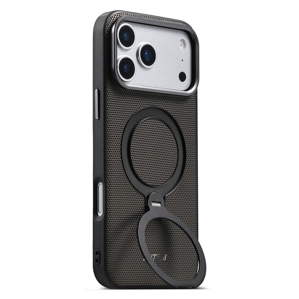 SUTENI G7 for iPhone 17 Pro Max Magnetic Case Rotating Kickstand Triangle Texture Leather + TPU Phone Cover
