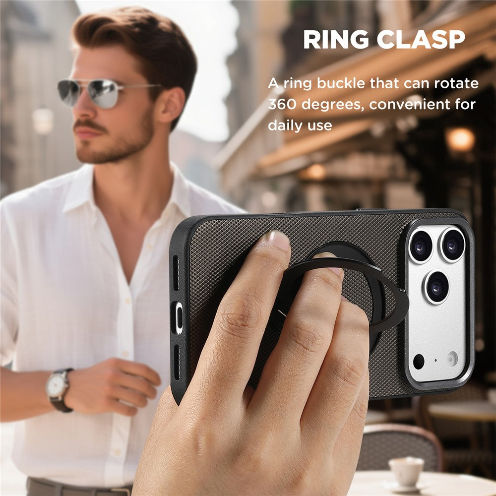 SUTENI G7 for iPhone 17 Pro Max Magnetic Case Rotating Kickstand Triangle Texture Leather + TPU Phone Cover