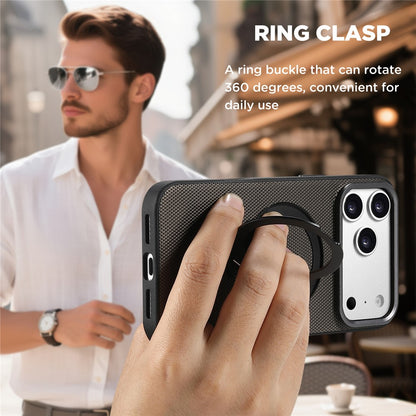 SUTENI G7 for iPhone 17 Pro Max Magnetic Case Rotating Kickstand Triangle Texture Leather + TPU Phone Cover