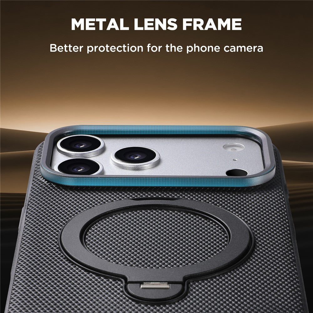 SUTENI G7 for iPhone 17 Pro Magnetic Case Rotating Kickstand Triangle Texture Leather + TPU Phone Cover
