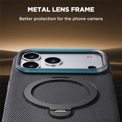 SUTENI G7 for iPhone 17 Pro Magnetic Case Rotating Kickstand Triangle Texture Leather + TPU Phone Cover