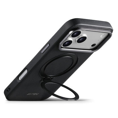 SUTENI G7 for iPhone 17 Pro Magnetic Case Rotating Kickstand Triangle Texture Leather + TPU Phone Cover