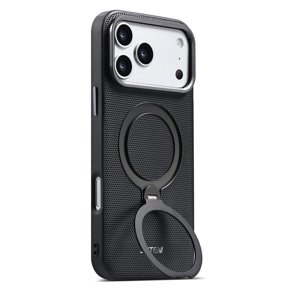 SUTENI G7 for iPhone 17 Pro Magnetic Case Rotating Kickstand Triangle Texture Leather + TPU Phone Cover