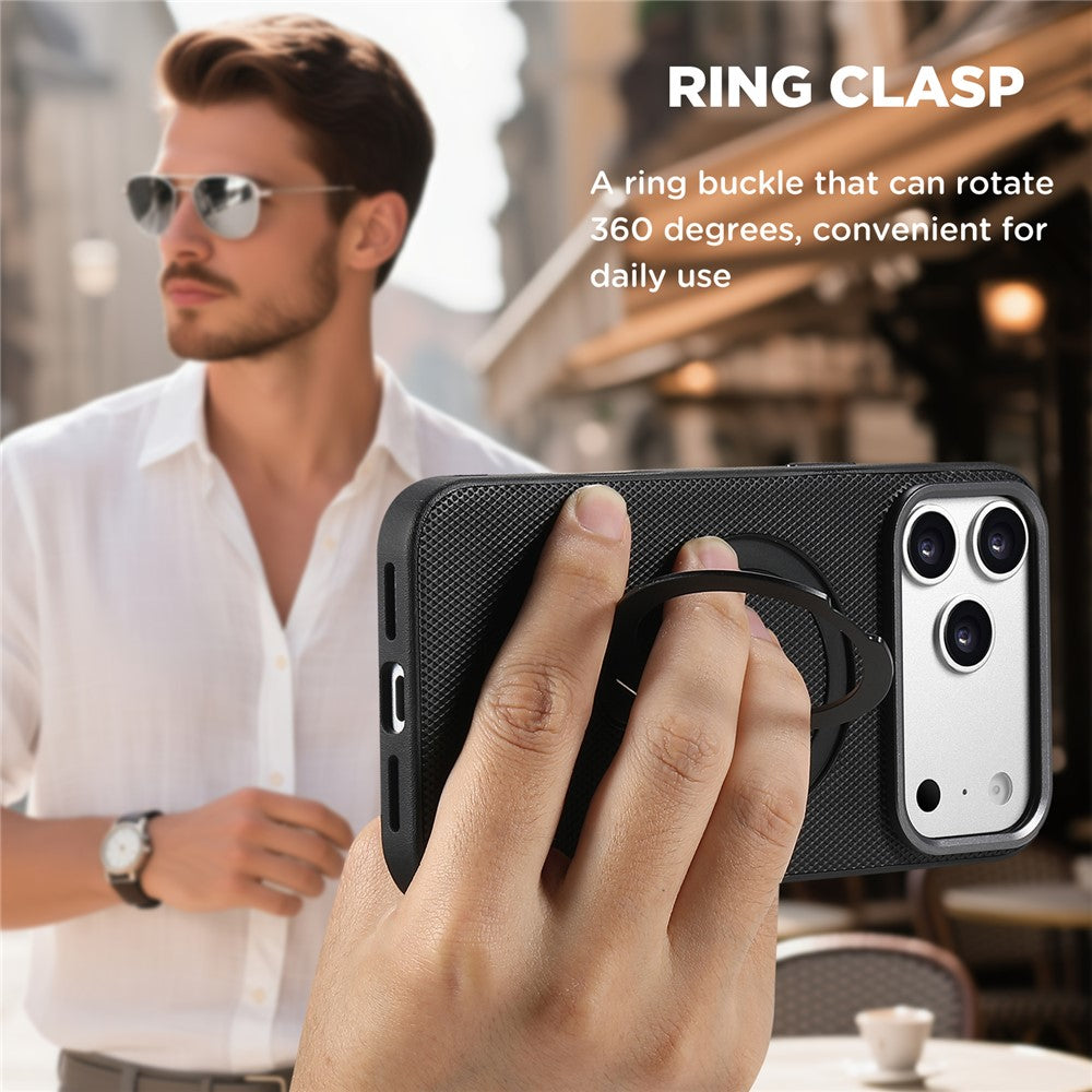 SUTENI G7 for iPhone 17 Pro Magnetic Case Rotating Kickstand Triangle Texture Leather + TPU Phone Cover