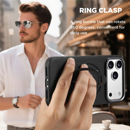 SUTENI G7 for iPhone 17 Pro Magnetic Case Rotating Kickstand Triangle Texture Leather + TPU Phone Cover