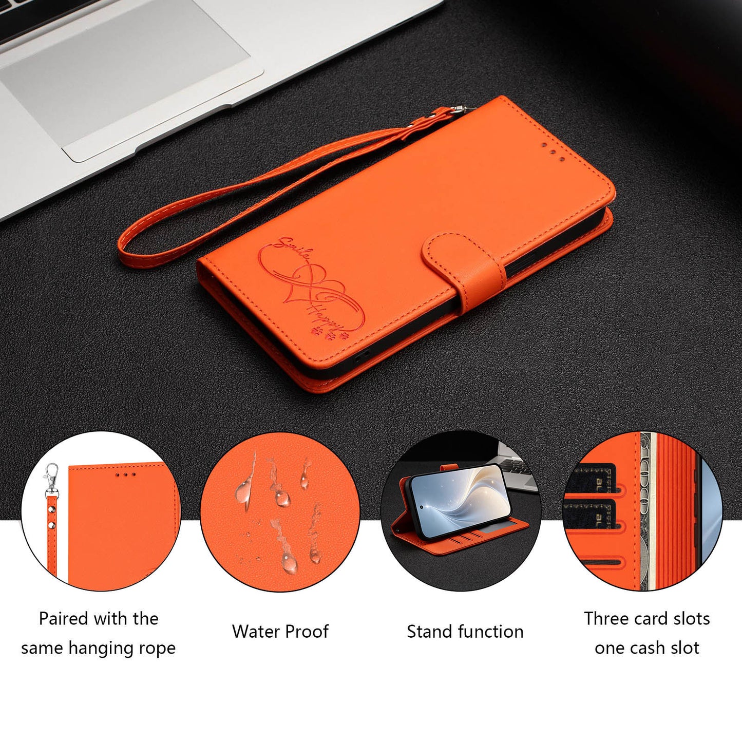 For Samsung Galaxy S26+ Case PU Leather Heart Pattern Wallet Flip Phone Cover with Hand Strap