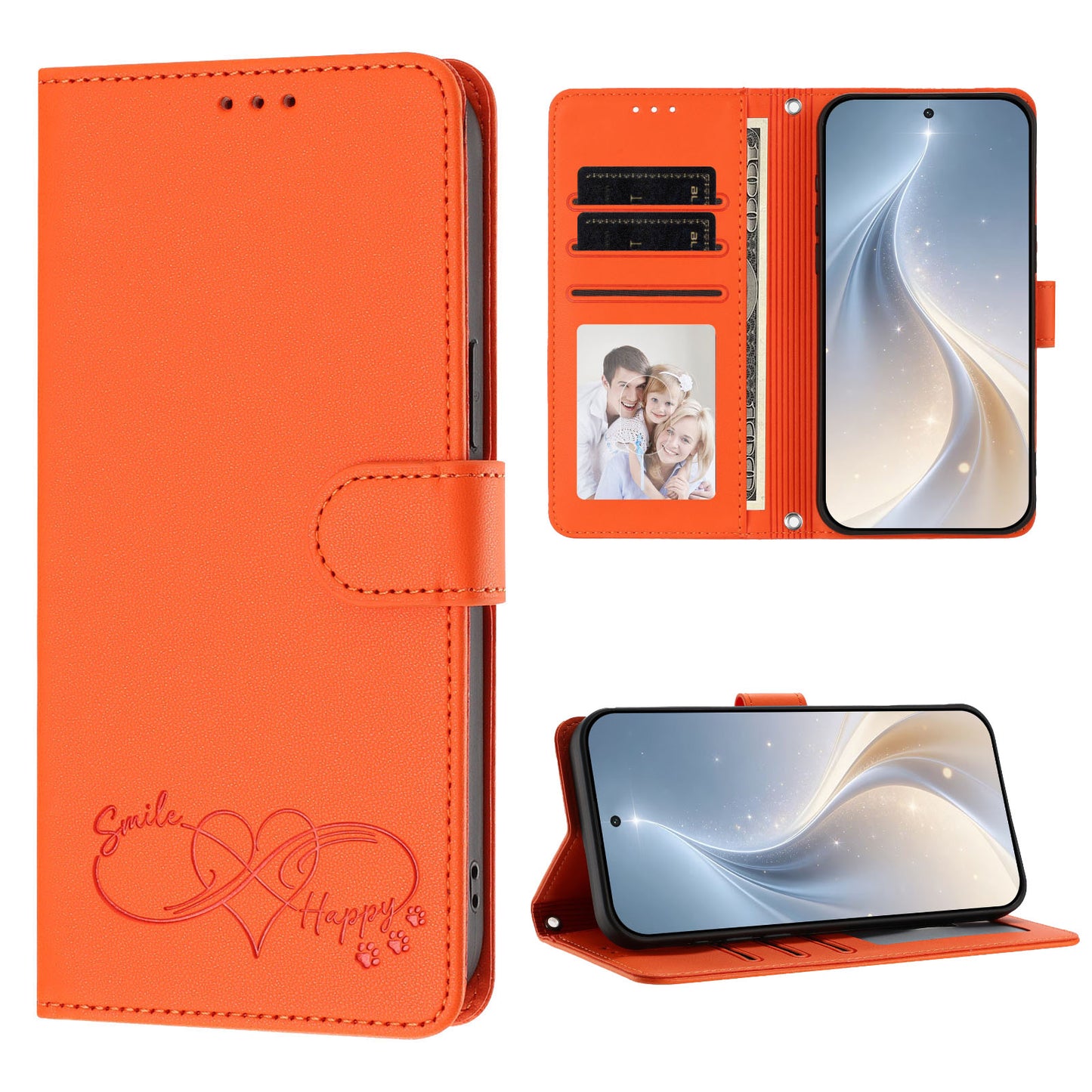 For Samsung Galaxy S26+ Case PU Leather Heart Pattern Wallet Flip Phone Cover with Hand Strap