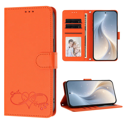 For Samsung Galaxy S26+ Case PU Leather Heart Pattern Wallet Flip Phone Cover with Hand Strap