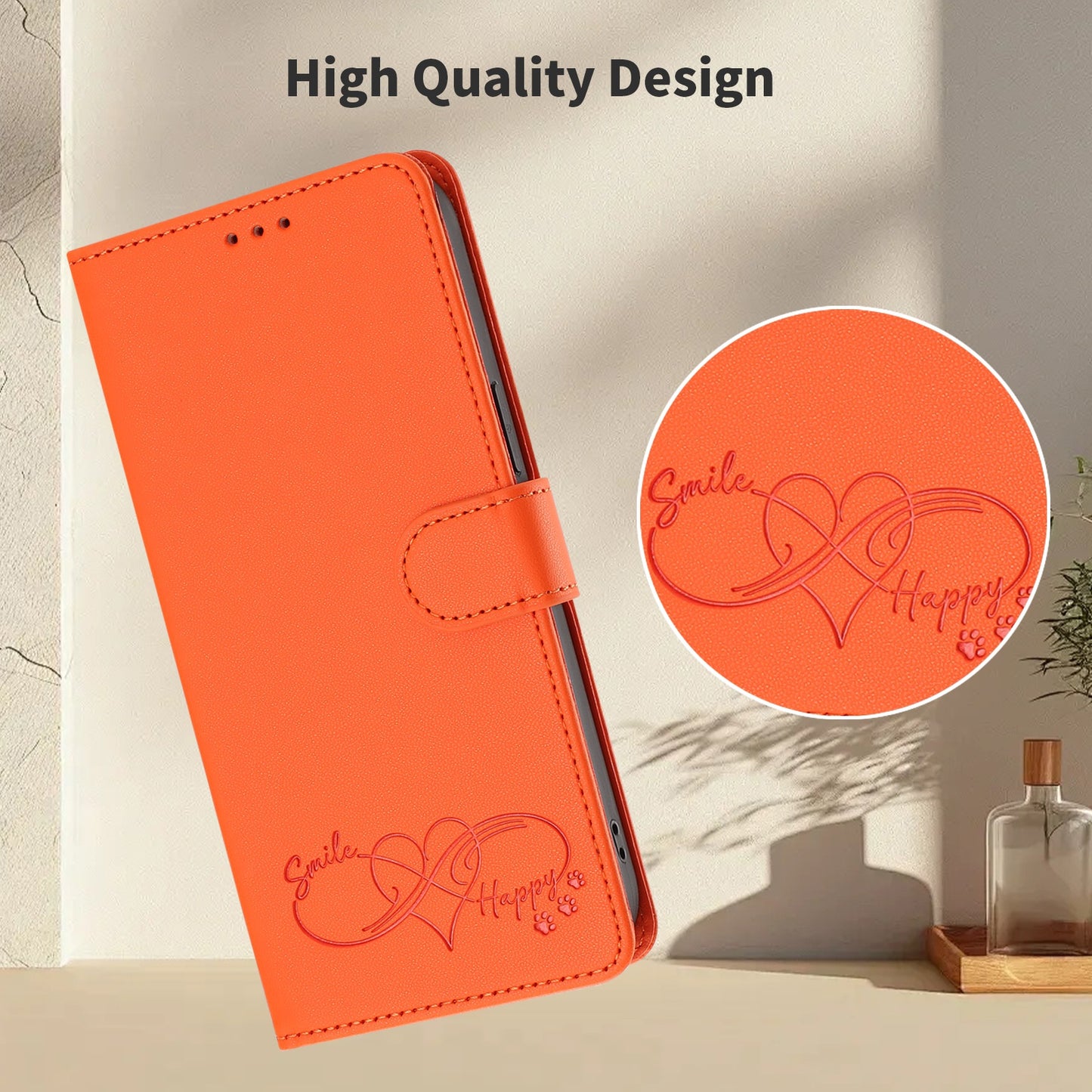 For Samsung Galaxy S26+ Case PU Leather Heart Pattern Wallet Flip Phone Cover with Hand Strap