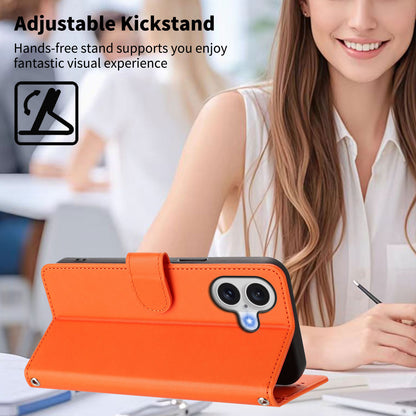 For iPhone 18 / iPhone 17 Case PU Leather Heart Pattern Wallet Flip Phone Cover with Hand Strap