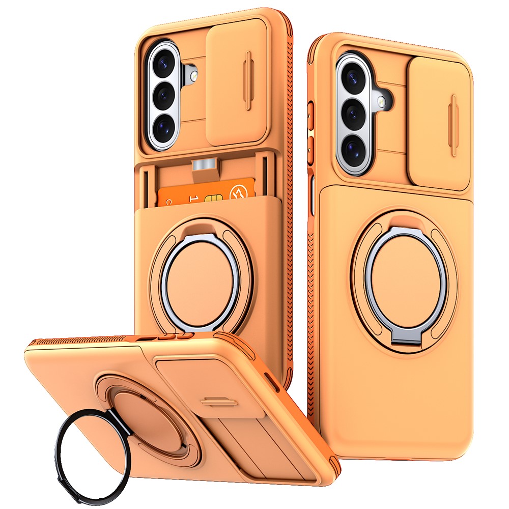 For Samsung Galaxy S26+ Case Slide Camera Cover Kickstand TPU + PC Phone Protective Shell with Card Holder
