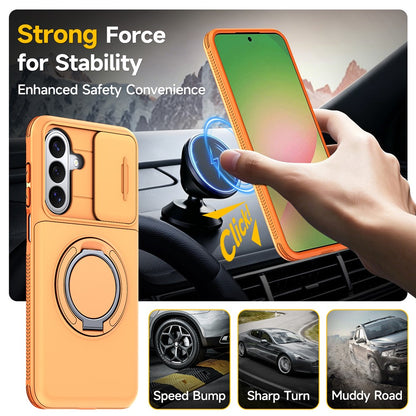 For Samsung Galaxy S26+ Case Slide Camera Cover Kickstand TPU + PC Phone Protective Shell with Card Holder