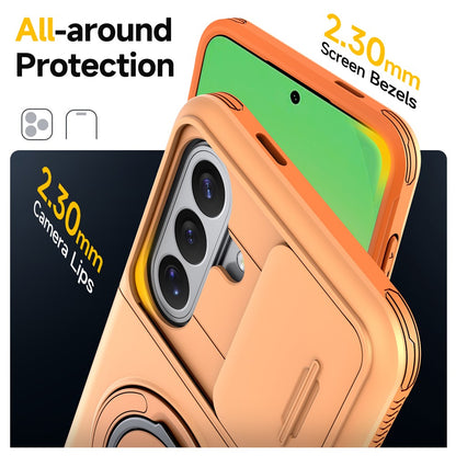 For Samsung Galaxy S26+ Case Slide Camera Cover Kickstand TPU + PC Phone Protective Shell with Card Holder