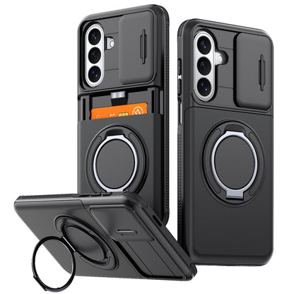 For Samsung Galaxy S26+ Case Slide Camera Cover Kickstand TPU + PC Phone Protective Shell with Card Holder