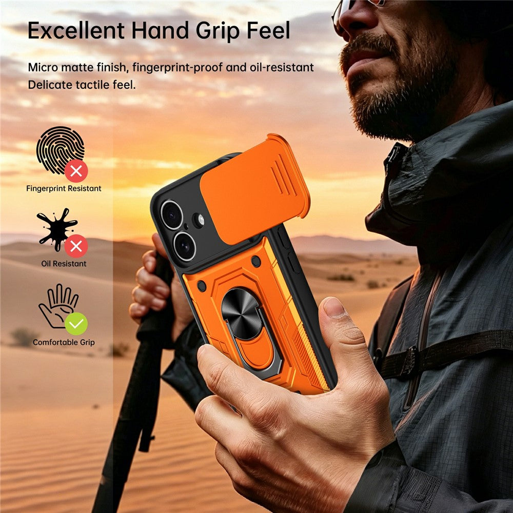 For iPhone 17 Magnetic Case Sliding Lens Cover PC + TPU Phone Shell with Tempered Glass Film