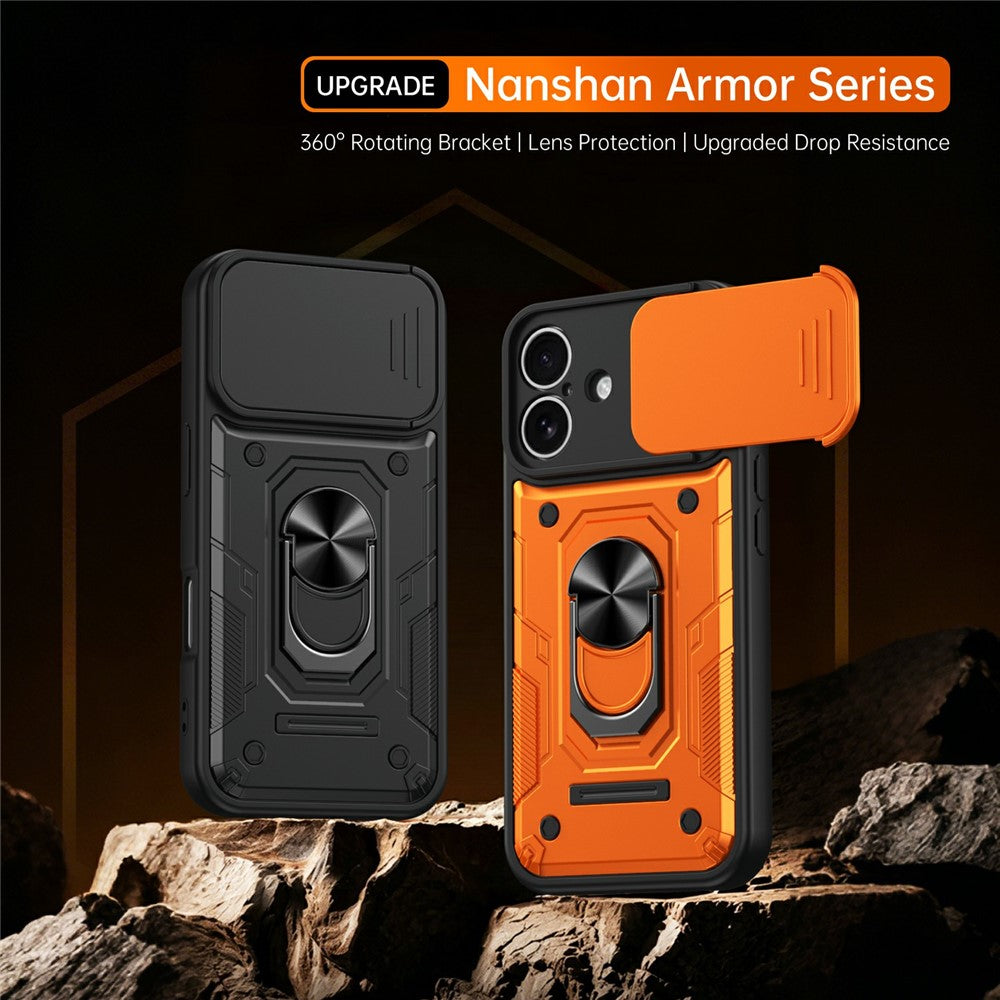 For iPhone 17 Magnetic Case Sliding Lens Cover PC + TPU Phone Shell with Tempered Glass Film