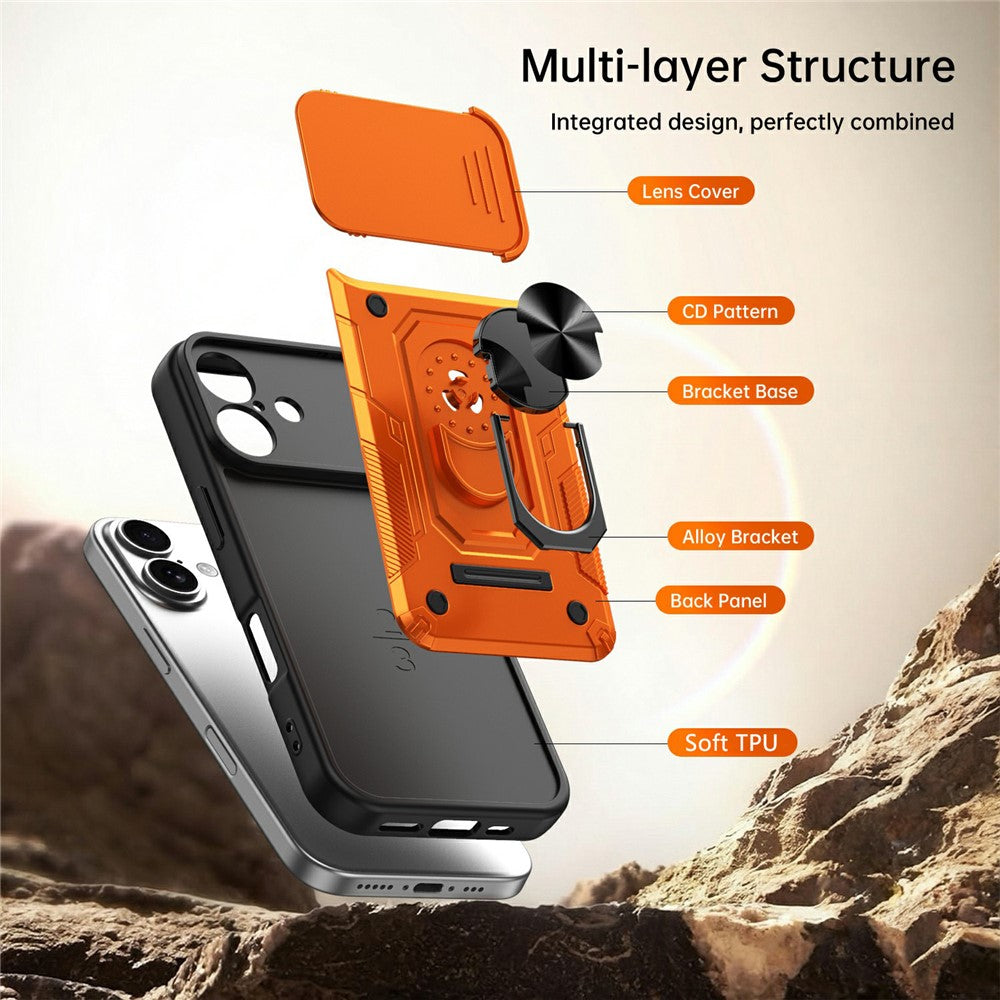 For iPhone 17 Magnetic Case Sliding Lens Cover PC + TPU Phone Shell with Tempered Glass Film