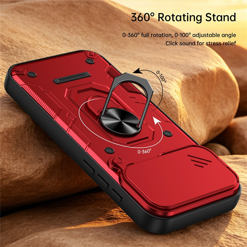 For iPhone 17 Pro Magnetic Case Sliding Lens Cover PC + TPU Phone Shell with Tempered Glass Film