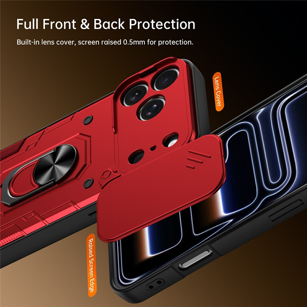 For iPhone 17 Pro Magnetic Case Sliding Lens Cover PC + TPU Phone Shell with Tempered Glass Film