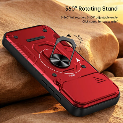 For iPhone 17 Pro Max Magnetic Case Sliding Lens Cover PC + TPU Phone Shell with Tempered Glass Film