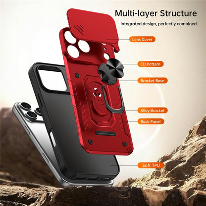 For iPhone 17 Pro Max Magnetic Case Sliding Lens Cover PC + TPU Phone Shell with Tempered Glass Film