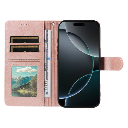 For iPhone 16 Pro Max Case with Wrist Strap RFID Blocking Wallet Cowhide Texture Leather Phone Cover